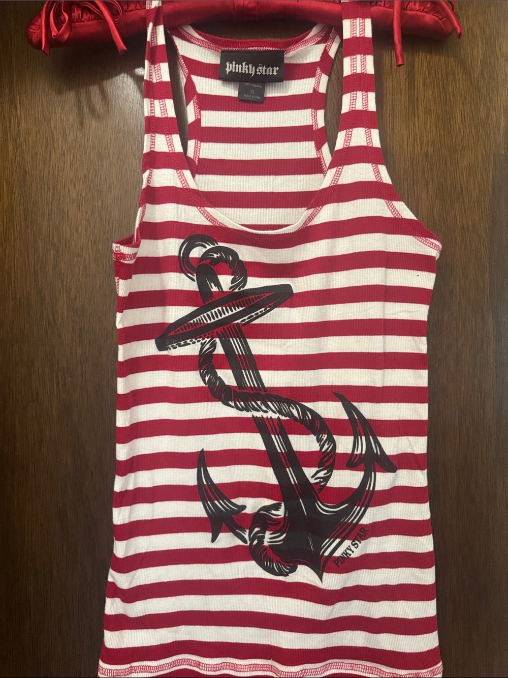 PINKY STAR Red & White Striped Anchor Tank